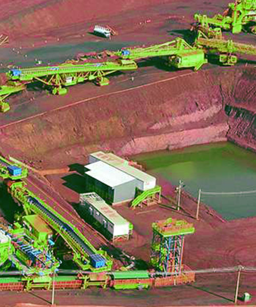 Aerial view of Vale's s11D iron ore mine site with mining equipment.